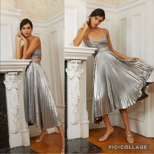 A.L.C Pandora metallic cut out pleated dress